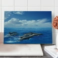 thumbnail image 1 of Sea Animals Cutting Board, Dolphins Jumping in Clear Sea and Fluffy Clouds in Sky Marine Life Photograph, Decorative Tempered Glass Cutting and Serving Board, Large Size, Blue White, by Ambesonne, 1 of 5