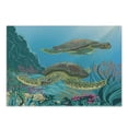 thumbnail image 1 of Sea Animals Cutting Board, Illustration of 2 Sea Turtles Swimming Underwater Aquatic Wildlife Colorful, Decorative Tempered Glass Cutting and Serving Board, Small Size, Multicolor, by Ambesonne, 1 of 1