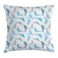 thumbnail image 1 of Sea Animals Decor Throw Pillow Cushion Cover, Dolphin Figures Underwater Ocean Marine Natural Life Delphinoid Art, Decorative Square Accent Pillow Case, 16 X 16 Inches, White Blue Grey, by Ambesonne, 1 of 2
