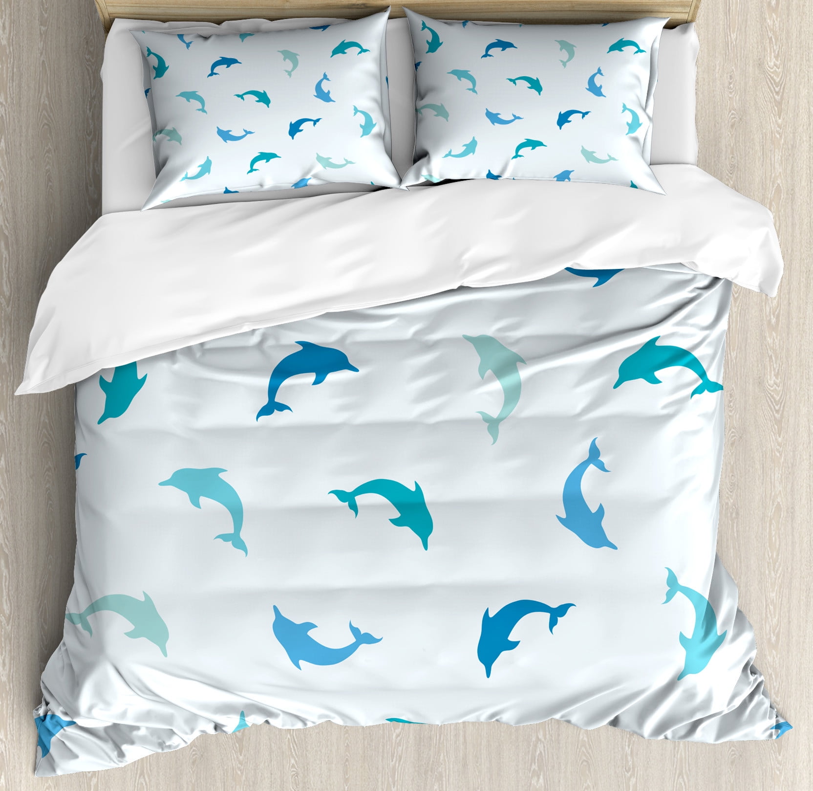 King Turquoise Blue Navy Dolphin Duvet Cover Set