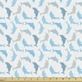 thumbnail image 1 of Ambesonne Ocean Fabric by the Yard Upholstery, Jumping Dolphin, 1 Yard, White Blue Grey, 1 of 4