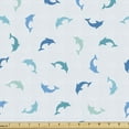 thumbnail image 1 of Ambesonne Turquoise Fabric by the Yard Upholstery, Jumping Mammals, 1 Yard, Turquoise Blue Navy, 1 of 4