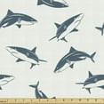 thumbnail image 1 of Sea Animals Fabric by the Yard, Repeated Cartoon Sharks Swimming to Different Directions Pattern, Decorative Upholstery Fabric for Sofas and Home Accents, 2 Yards, Slate Blue and Eggshell by Ambesonne, 1 of 4