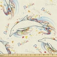 thumbnail image 1 of Ambesonne Ocean Life Fabric by the Yard Upholstery, Swimming Dolphins, 5 Yards, Multicolor, 1 of 4