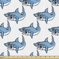 thumbnail image 1 of Ambesonne Ocean Fabric by the Yard Upholstery, Sea Fierce Wild Shark, 2 Yards, Blue White, 1 of 4