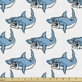 thumbnail image 1 of Ambesonne Ocean Fabric by the Yard Upholstery, Sea Fierce Wild Shark, 5 Yards, Blue White, 1 of 4