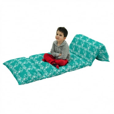Sea Animals Floor Pillow Lounger Cover, Dolphins Flowers Sea Floral Pattern Starfish Coral Seashell Composition, Nap Mat Printed Fabric Case for 5 Pillows, 88" x 27", Sea Green White, by Ambesonne
