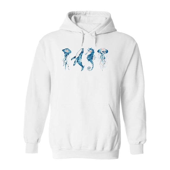 Sea Animals Hoodie Men -Image by Shutterstock, Male Large