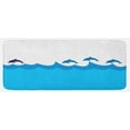 thumbnail image 1 of Sea Animals Kitchen Mat, Lead and 3 Dolphins Shadow on Waves Oceanlife Maritime Theme Image, Plush Decorative Kitchen Mat with Non Slip Backing, 47" X 19", Blue Turquoise, by Ambesonne, 1 of 1