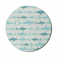 thumbnail image 1 of Sea Animals Mouse Pad for Computers, Monochrome Shark Illustration Fashion Maritime Illustration Aquatics, Round Non-Slip Thick Rubber Modern Mousepad, 8" Round, Turquoise Beige Teal, by Ambesonne, 1 of 2