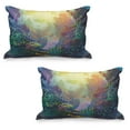 thumbnail image 1 of Sea Animals Quilted Pillowcover Set of 2, Underwater with Coral Reef and Colorful Fish Aquarium Print, Standard Queen Size Pillow Cover for Bedroom, 36" x 20", Turquoise Yellow Pink, by Ambesonne, 1 of 1