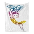thumbnail image 1 of Sea Animals Soft Flannel Fleece Throw Blanket, Dolphin with Ornamentals Abstract Art Aquatic Animal Illustration Image, Cozy Plush for Indoor and Outdoor Use, 60" x 80", Multicolor, by Ambesonne, 1 of 6