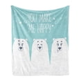 thumbnail image 1 of Sea Animals Soft Flannel Fleece Throw Blanket, Funny and 3 Bears with Different Cheerful Expressions Artwork, Cozy Plush for Indoor and Outdoor Use, 50" x 70", Aqua White, by Ambesonne, 1 of 5