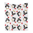 thumbnail image 1 of Sea Animals Soft Flannel Fleece Throw Blanket, Penguins with Heart Shapes Romantic Valentines Day, Cozy Plush for Indoor and Outdoor Use, 50" x 70", Mustard White Black, by Ambesonne, 1 of 5