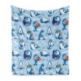 thumbnail image 1 of Sea Animals Soft Flannel Fleece Throw Blanket, Seal Pup Aquatic Wildlife Friendly Hugging Water Bubbles Kids, Cozy Plush for Indoor and Outdoor Use, 60" x 80", Blue White Marigold, by Ambesonne, 1 of 5