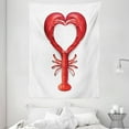 thumbnail image 1 of Sea Animals Tapestry, A Boiled Lobster Shaped as A Heart Symbol Fish Dinner Seafood Love Restaurant Menu Art, Wall Hanging for Bedroom Living Room Dorm Decor, 60W X 80L Inches, Red, by Ambesonne, 1 of 2
