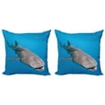 thumbnail image 1 of Ambesonne Ocean Throw Pillow Cover 2 Pack, Swimming Whale Sea, 18", Dimgray Blue, 1 of 5