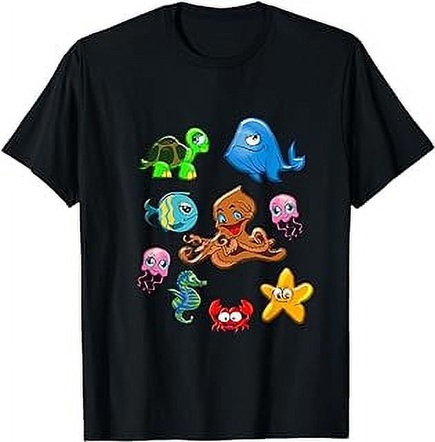 Sea Animals Whale Octopus Starfish Crab T-Shirt for Toddlers - Walmart.com