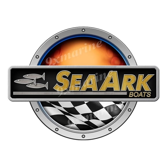 Sea Ark Racing Boat Round Sticker - Name Plate