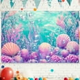 thumbnail image 1 of Under The Sea Baby Shower Backdrop Ocean Pastel Purple Coral Reefs Seashell Photography Background Teal Seaweed Glitter Bubbles Underwater Birthday Party Decorations Banner Photo Booth Props, 1 of 4