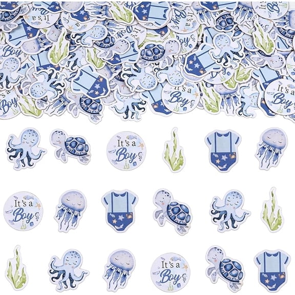 Under The Sea Baby Shower Decorations, 200pcs Ocean Animals Baby Shower Confetti Table Double-Sided Printing for Its a Boy Ocean Theme Sea Gender Reveal Baby Shower Decorations