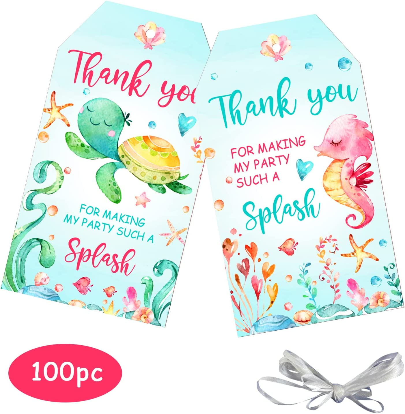 Under The Sea Baby Shower Decorations for Girl, 100pcs Thank You