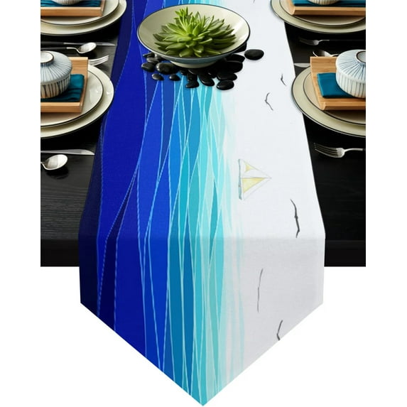 Sea Background Table Runner Party Wedding Champagne Decoration Table Runners Dining Room Restaurant Table Gadget