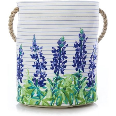 Sea Bags Recycled Sail Cloth Lupine Sailor Stripe Bucket Bag, Reusable Utility Bag, Sail Cloth Organizer Bucket, Rope Handle