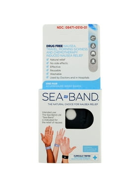 Sea-Band Anti-Nausea Acupressure Wrtistband for Motion Sickness or Morning Sickness Non Drowsy, Adult, 2 ct