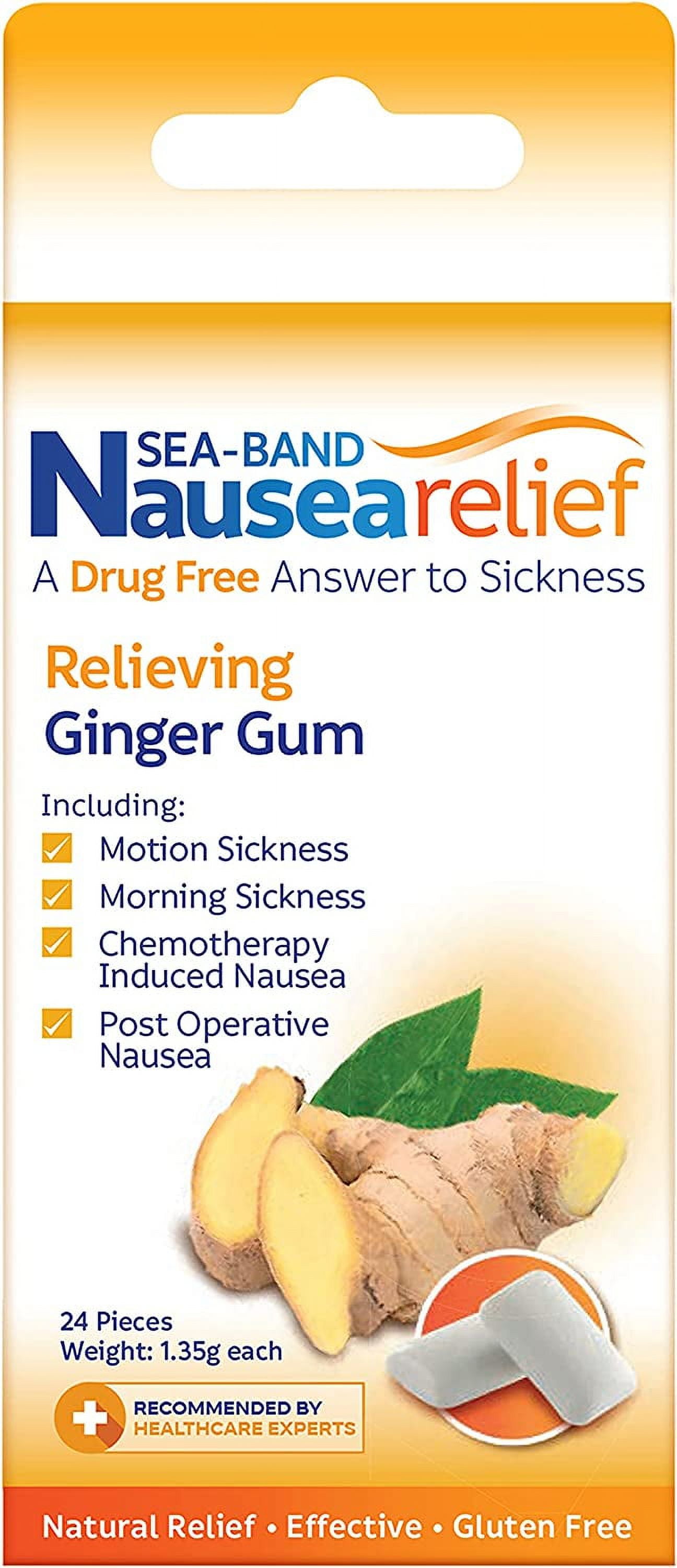 SeaBand AntiNausea Ginger Gum For Motion & Pregnancy Morning Sickness