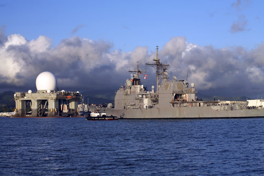 Sea Based X-band Radar dome at Pearl Harbor naval shipyard Canvas Art - Michael WoodStocktrek Images (17 x 12)
