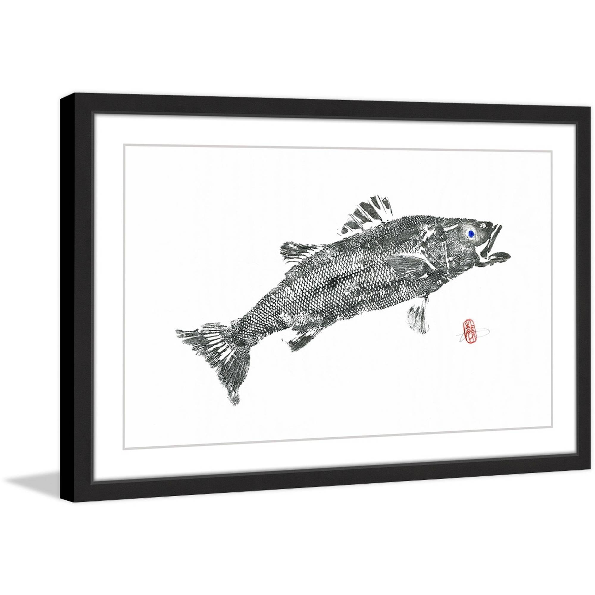 "Sea Bass Solitaire" Framed Painting Print