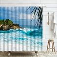 thumbnail image 1 of Sea Beach Ocean Waves Shower Curtain for Bathroom Decor Blue Tropical Coastal Seaside Natu, 1 of 5