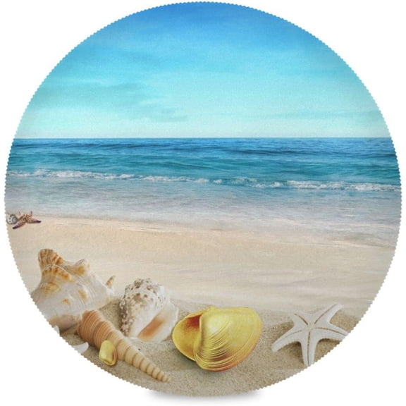 Sea Beach Starfish, Elastic Fitted Edged Round Tablecloth Fade resistant Anti-Shrink Table Cloth Washable Table Cover for Indoor or Outdoor and anywhere you wanna use it 48"X 48"