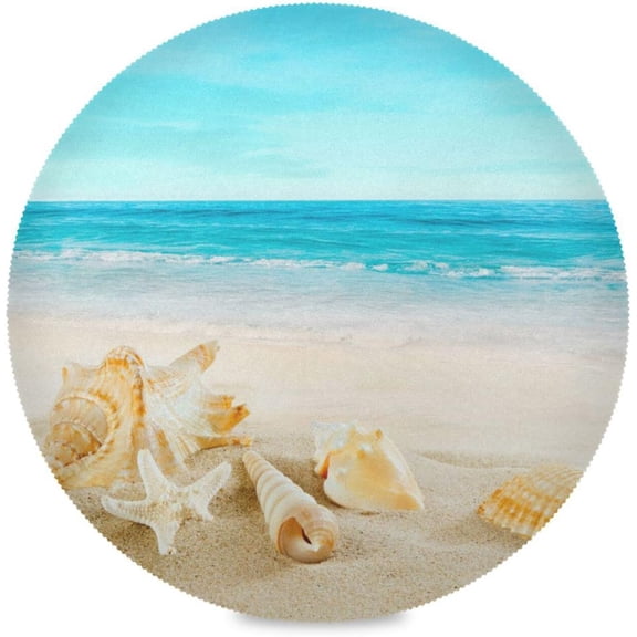 Sea Beach Starfish, Elastic Fitted Edged Round Tablecloth Fade resistant Anti-Shrink Table Cloth Washable Table Cover for Indoor or Outdoor and anywhere you wanna use it 60"X 60"