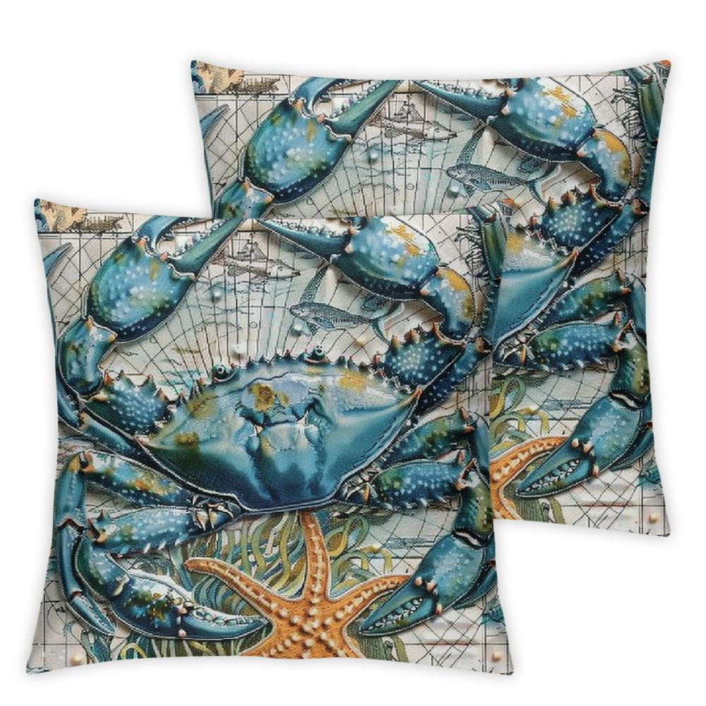 Sea Beach Theme Pillow Covers Kids Beach Print Cushion Cases 3D Sea