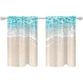 Wave Power Rods Sea Beach Wave Blue Ocean Curtain Tiers, Summer Day At The Beach ...