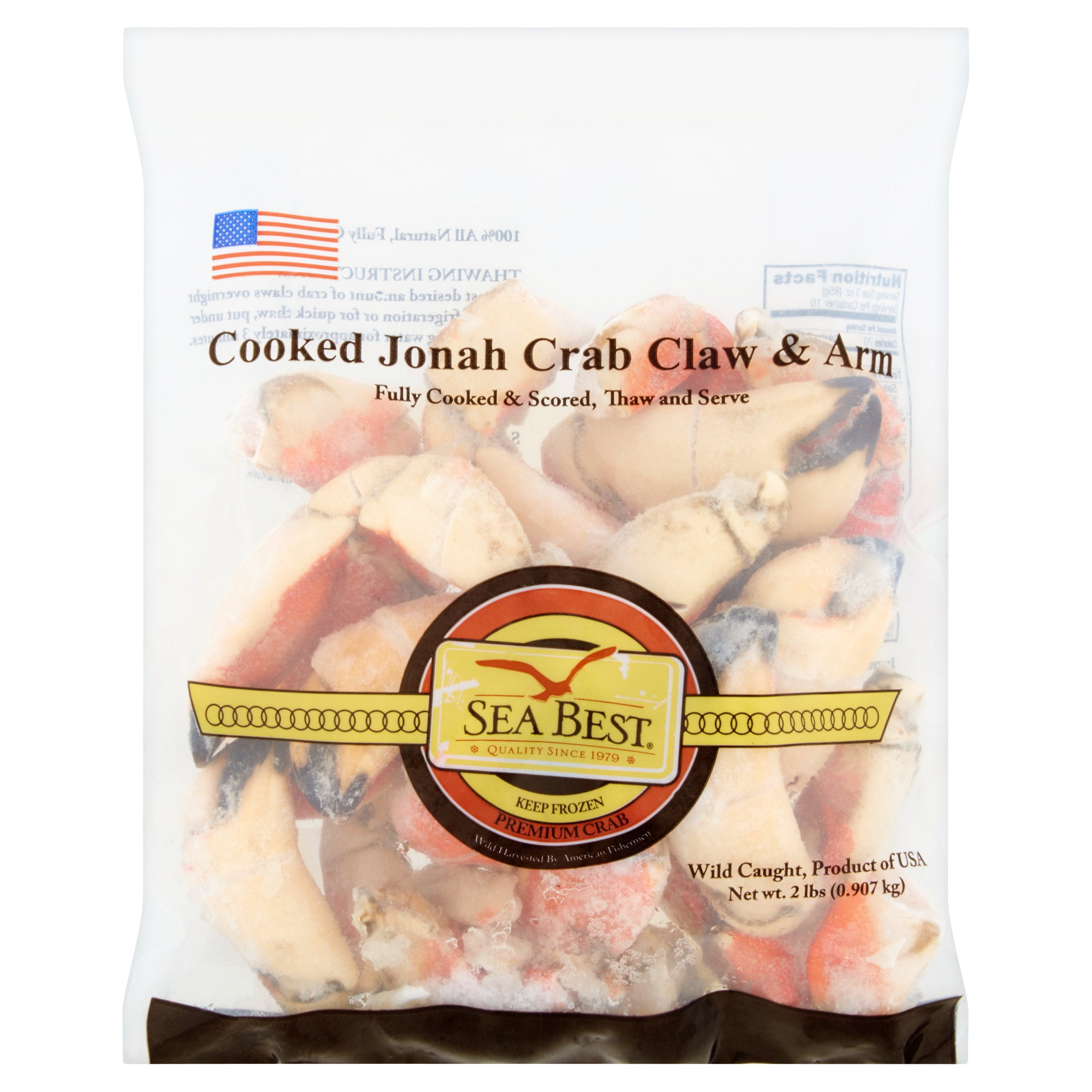 Sea Best Cooked Jonah Crab Claw & Arm, 2 lb Bag