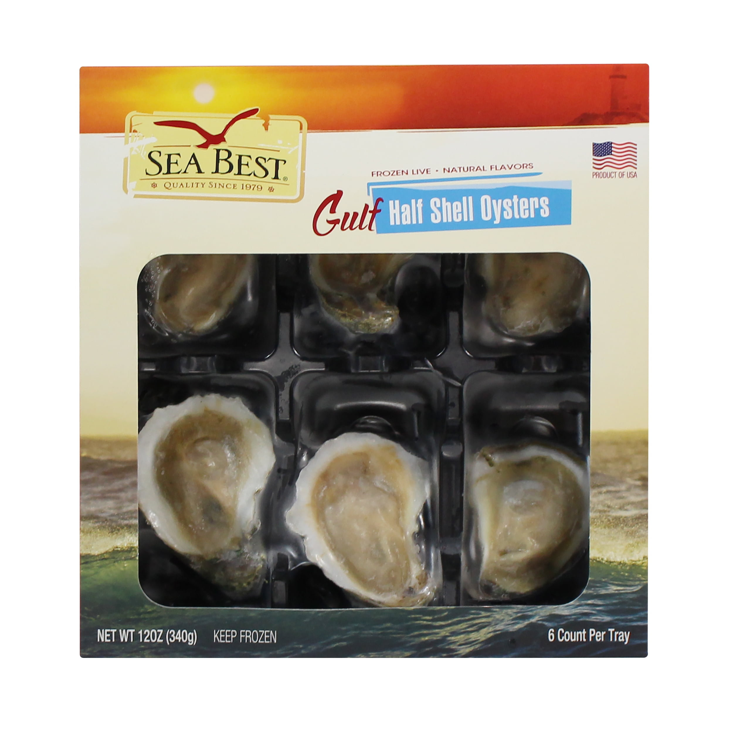 Sea Best Frozen Gulf Half Shell Oysters, 12 oz, 6 Count