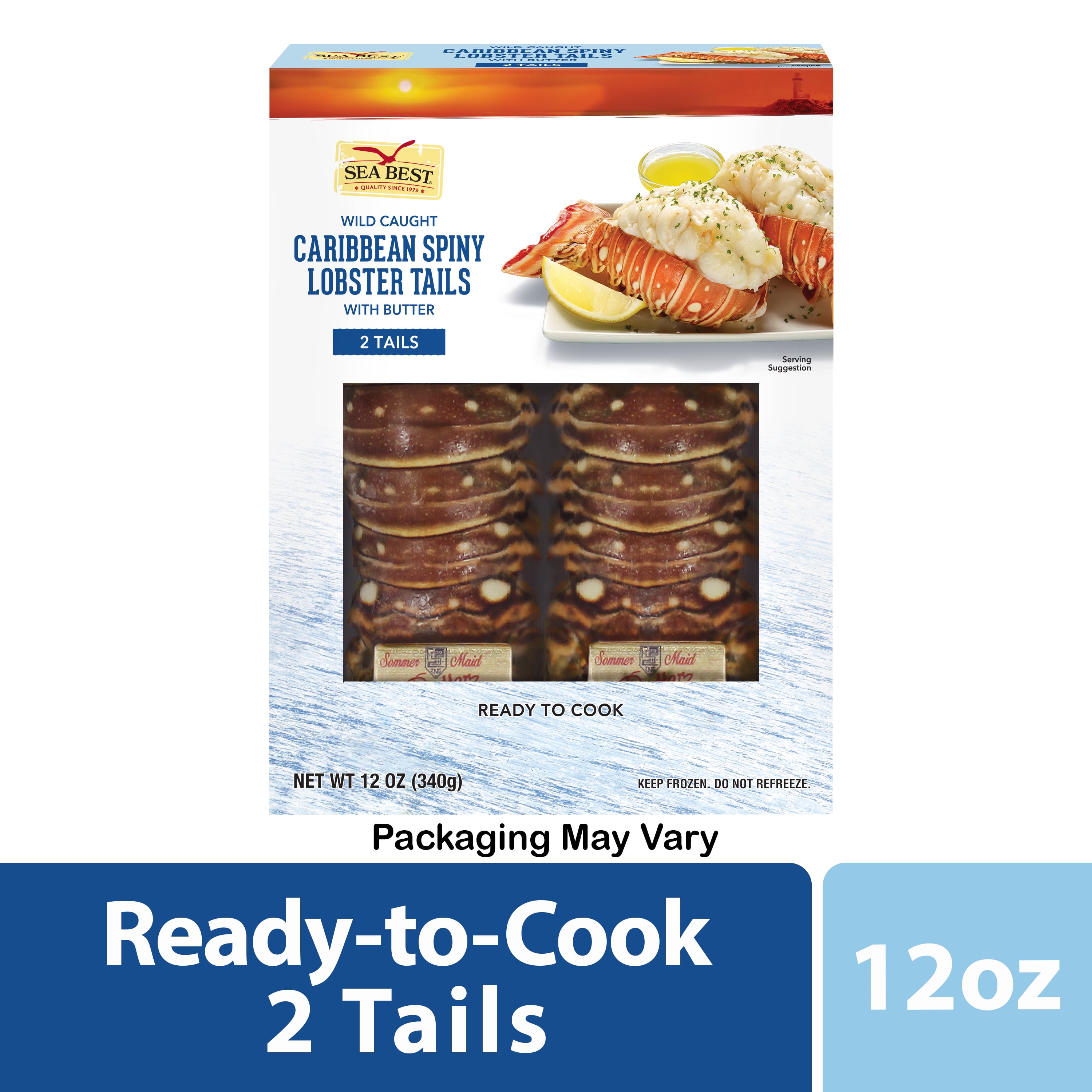 Sea Best Frozen Wild Caught Warm Water Lobster Tails with Butter, 12 oz Contains lobster, milk.