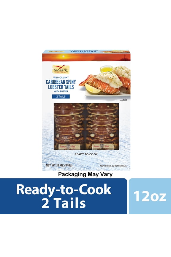 Frozen Wild Caught Warm Water Lobster Tails with Butter, 12 oz Contains lobster, milk.