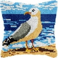 thumbnail image 1 of Sea Bird Latch Hook Kits Pillow DIY Pillowcase Crochet Hook Cushion Making Kits with Preprinted Pattern Canvas Instruction Yarns Pillow Cover Easy Starter DIY Crochet Kits 43x43cm（X7), 1 of 6