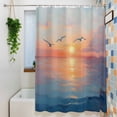thumbnail image 1 of Sea ​​Bird Sunset Ocean Shower Curtain for Bathroom, Watercolor Oil Painting Art Waterproof Shower Curtains Washable Quick Dry with Hooks Bathtub Curtains 36x72IN, 1 of 9