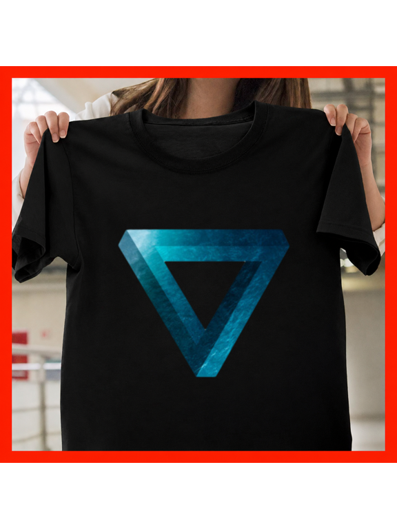 Sea Blue Penrose Triangle Optical Illusion Coastal Modern Unisex T-Shirt, up to size 5XL