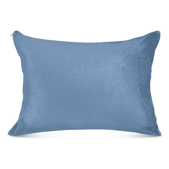 Sea Blue Plush Pillow Cases Standard Size Ultra Soft Warm Pillowcases with Zipper 20"x26"