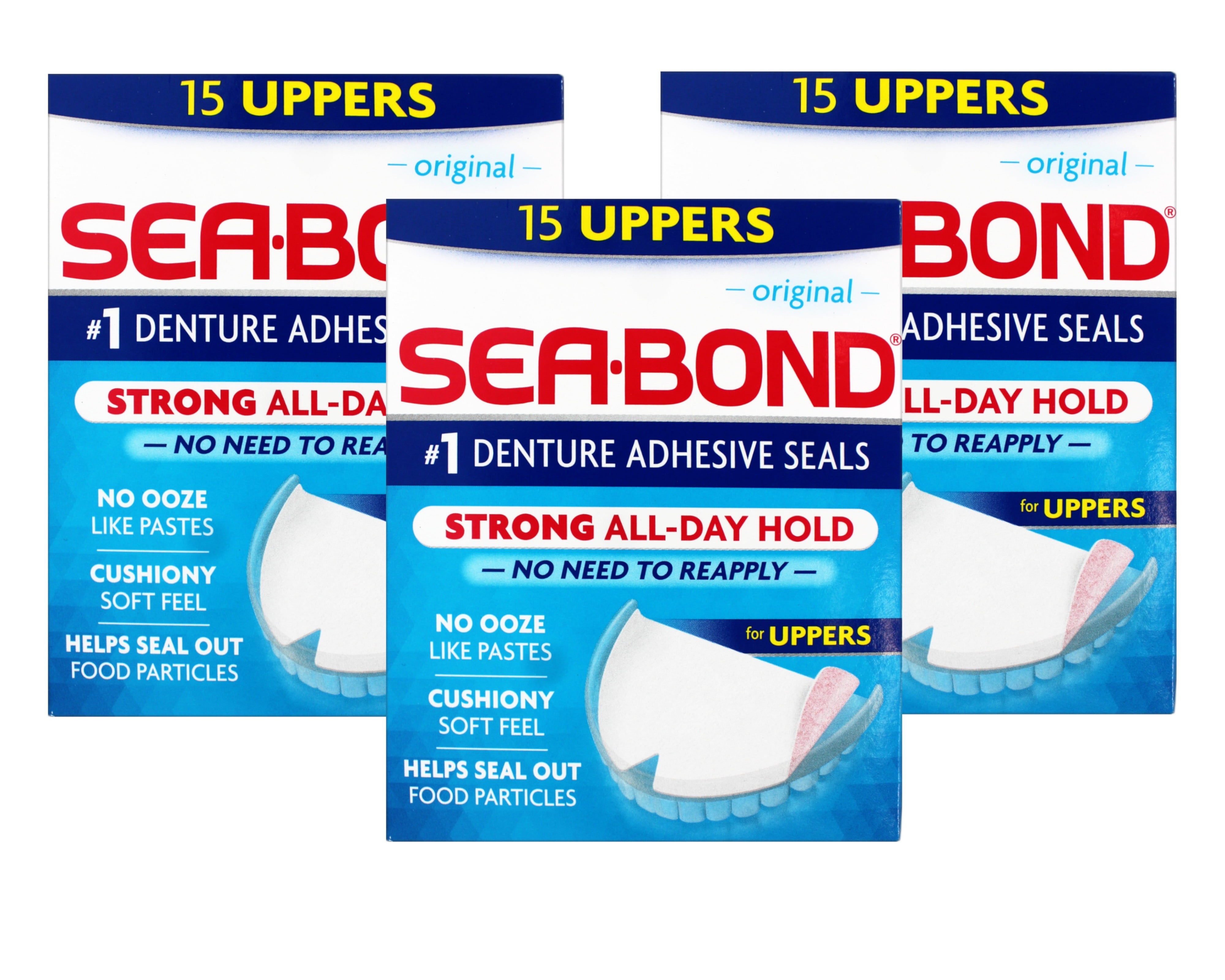3 Pack - Sea Bond Secure Denture Adhesive Seals, Original Uppers