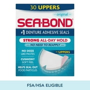 Sea Bond Upper Secure Denture Adhesive Seals, For an All Day Strong Hold, Original Flavor Seals, 30 Count