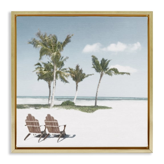 Stupell Industries Sea Breeze Beach Scene Gold Framed Floater Canvas Wall Art, design by Noah Bay, 25 x 25