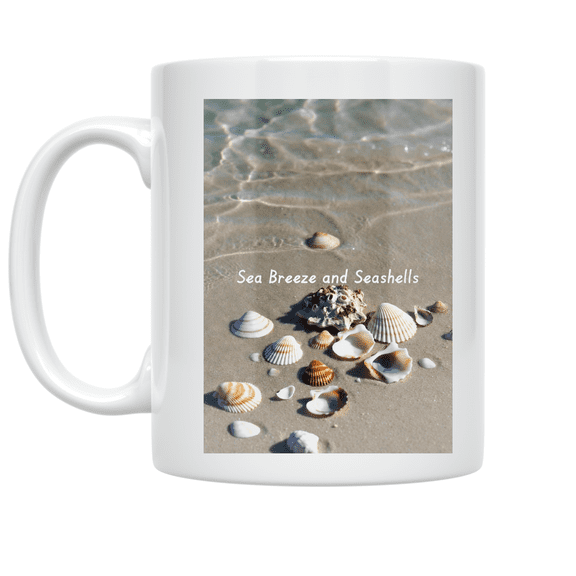 Sea Breeze and Seashells Design - Coastal Lover - 11 oz Ceramic Coffee Mug