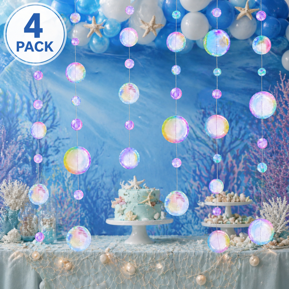 Under the Sea Bubble Bubble Garlands for Mermaid Party 2D Flat Cutouts Hanging Streamer for Birthday Wedding Ocean Wall Decoration (Colorful,26.24ft)